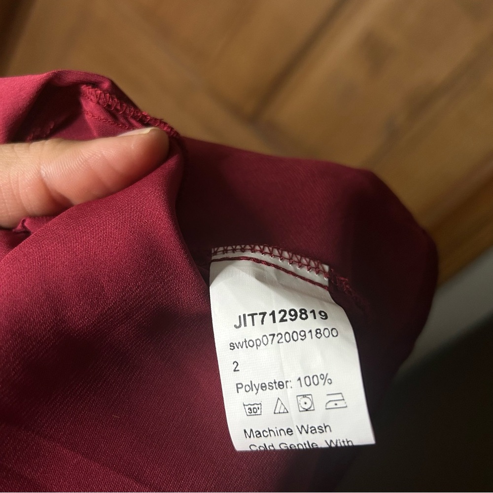 Burgundy Open Front Blouse - Picture 5 of 6